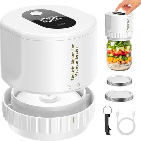 Machine à sceller sous vide, kit de machine à couvercle à large ouverture et à ouverture normale pour le stockage des aliments(White,Automatic stop) (1/5)