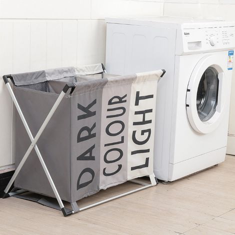 3 Section Laundry Hamper basket, Light and Dark Colour