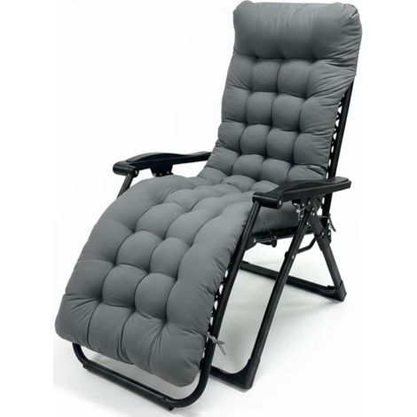 1 Coussin pour chaise longue, 170x53x8 cm, Bandes de réglage antidérapantes, Gris foncé, Jardin (1/5)