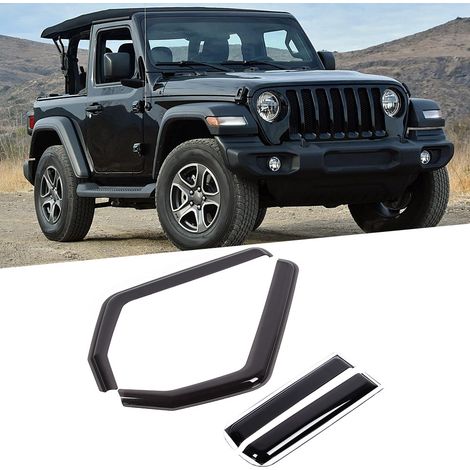 Déflecteur de fenêtre à clipser, protection contre le soleil et la pluie, compatible avec Jeep Wrangler JL 4 portes 2018-2020 (1/4)