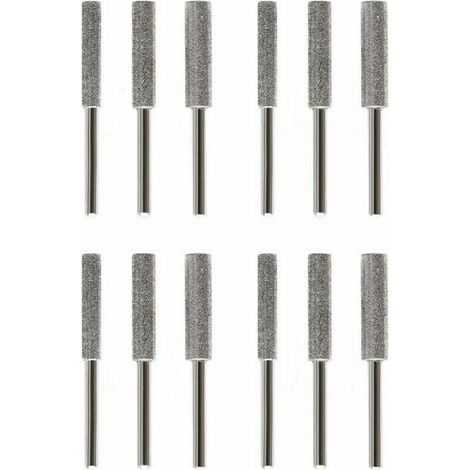 Lime à chaîne et pierre à aiguiser pour tronçonneuse, diamètre 4 mm, lot de 12 pièces, finition argentée