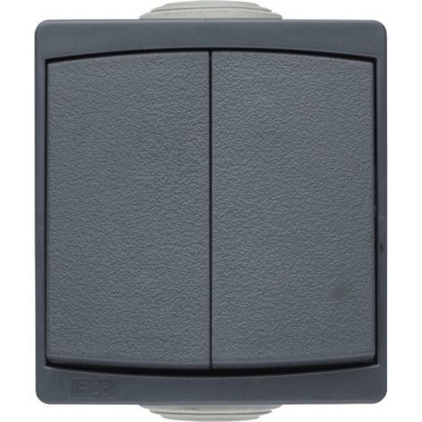 Interrupteur Va et Vient IP54 Double Gris Saillie - INVENTIV