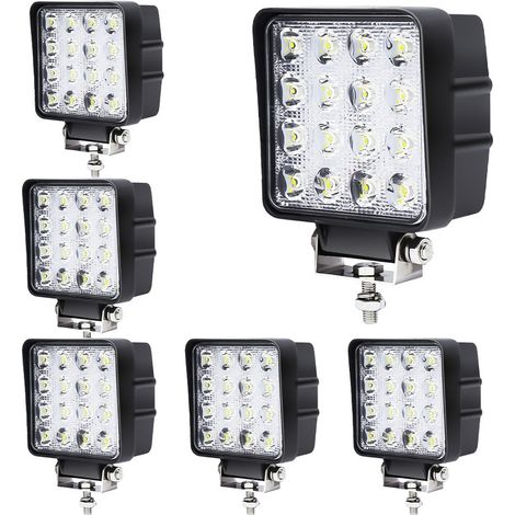 EINFEBEN 6X 48W Projecteur Phare de Travail 12V 24V LED Carré LED Moto Spot Feux Additionnels Offroad Lampe (1/4)
