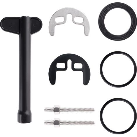 Kit de Fixation Mitigeur Monobloc, Fixation Robinet Double Trou, avec Clé, pour Cuisine Salle de Bain Buanderie, Argent (1/5)