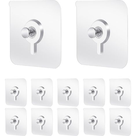 Juego de 12 ganchos de pared sin adhesivo, ganchos de plástico sin clavos para cuadros, ganchos de pared de espuma transparente sin clavos, ganchos para cuadros sin clavos para cocinas (1/4)
