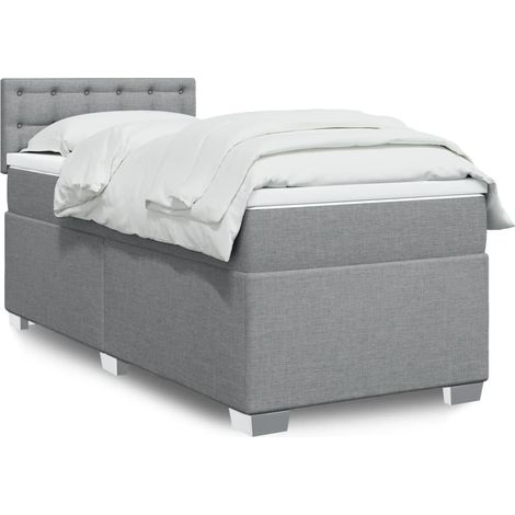 Boxspringbett mit Matratze Hellgrau 100x200 cm Stoff