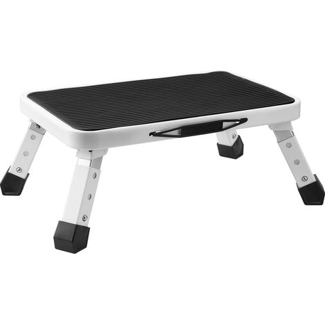 1-stufiger Tritthocker, Tragkraft 150 kg, klappbare Stahlleiter, 3 höhenverstellbar, rutschfest und stabil für Erwachsene, Zuhause, Büro, Camping, Badezimmer (1/5)