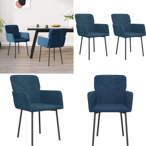 Esszimmerstühle 2 Stk. Blau Samt - Samtstuhl - Esszimmerstühle