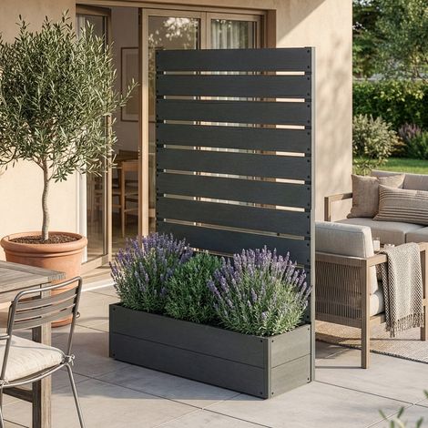 Jardinière avec brise-vue Heerde 150 x 90 x 38 cm gris [en.casa] (1/5)