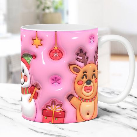 Tasse De Noël - Tasse En Céramique Avec Motif Bonhomme De Neige Et Père Noël - Pour Café Thé Chocolat Chaud - 350 Ml (1/5)