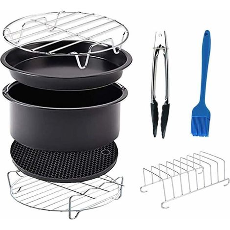 6'' Accessoires pour Friteuse Air Fryer 8 Pièces,Kit d'accessoires Universels Pour Friteuse à Air Chaud pour pour et toutes les marques de Friteuses Air fryer(2.3-3.2L) (1/4)