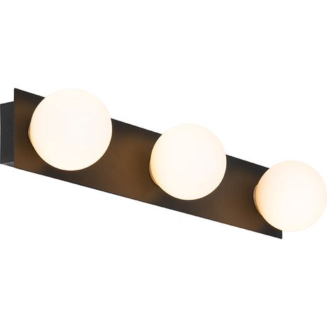 QAZQA Moderne Wandleuchte schwarz 48 cm IP44 3-flammig - Cederic