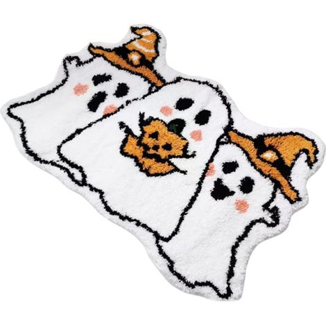 CCYKXA Halloween Bath Mat, 40 x 60 cm, Non-Slip Ghost Rug, Soft, Imitation Cashmere, for Kitchen, Bathroom and Living Room. (1/5)
