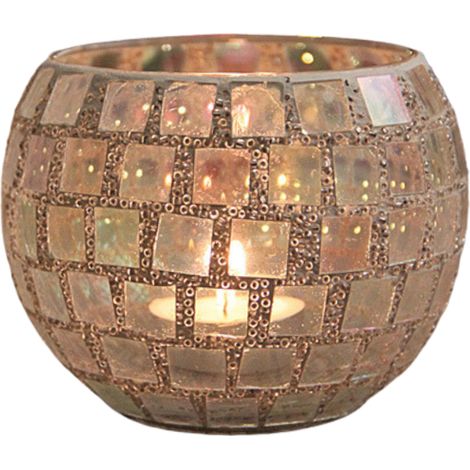 Portavelas DIY con diseño de mosaico para suculentas, portalápices multifuncional, portavelas gótico con diseño de mosaico y base estable, cristal blanco, tamaño 10,5 x 8 x 7 cm, 350 g (1 unidad) (1/5)
