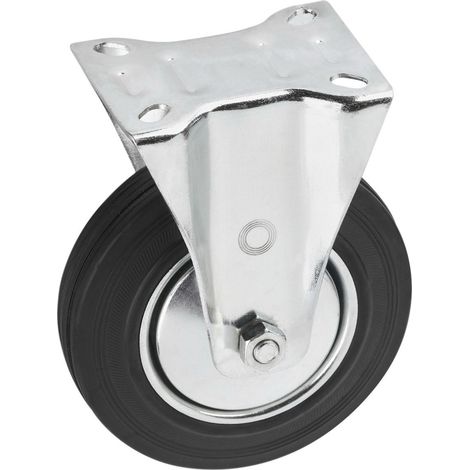 Metafranc Bockrolle Ø 200 mm - 140 x 110 mm Platte - Vollgummi-Rad - Weiche Lauffläche - Rollenlager - 205 kg Tragkraft