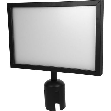 Porte-Affiche A4 Horizontal pour Poteau de Guidage, Support de Panneau pour Barrière de Sécurité et File d'Attente, Cadre d'Affichage pour Potelet à Sangle, Finition Noir Mat, 1 Pièce (1/5)