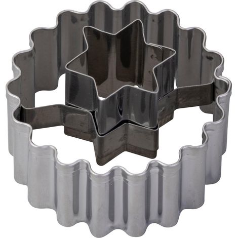 Emporte-pièce Linzer avec étoile, acier inoxydable, Ø 54 x 36 mm, passe au lave-vaisselle, emporte-pièce 2 en 1 pour motifs de Noël et biscuits Linzer, argenté avec logo laser (1/3)