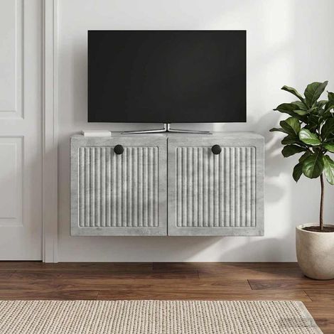 Beyamis Meuble TV mural en bois d'ingénierie gris béton 59,5 x 31 x 30 cm (1/5)