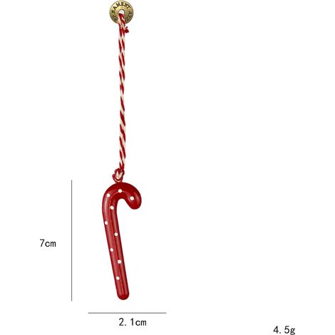 Décorations de sapin de Noël en métal, mini suspensions style nordique, ornements festifs en forme de canne rouge, accessoires décoratifs pour arbre de Noël, lot de 2 pièces (1/5)
