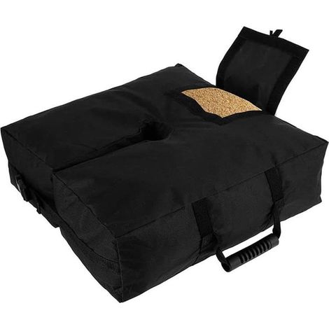 Sacs de sable robustes pour parasols de terrasse - Sac de base Oxford résistant aux intempéries - 46 x 46 cm - Résistant au vent - Remplissage de support de jardin - Noir (1/5)