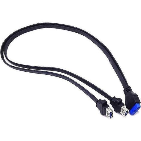 0,5 m langes Dual-2-Port-USB-3.0-Frontpanel-Verlängerungskabel, Typ-A-Buchse auf 20-polige Stiftleiste, Buchse-Black (1/5)