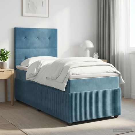 Cama box spring con colchón Azul 100 x 200 cm Terciopelo (1/5)