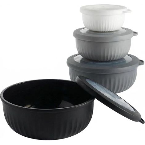 Lot de 4 Saladiers avec Couvercle, Sans BPA, Empilables, 0,4-2,2 L (1/5)