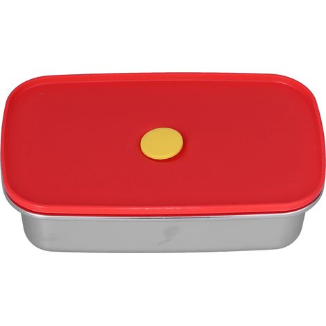 Boîte à lunch rouge non polluante, étanche, légère et facile à nettoyer, format bento, idéale pour les travailleurs (600 ml). (1/5)