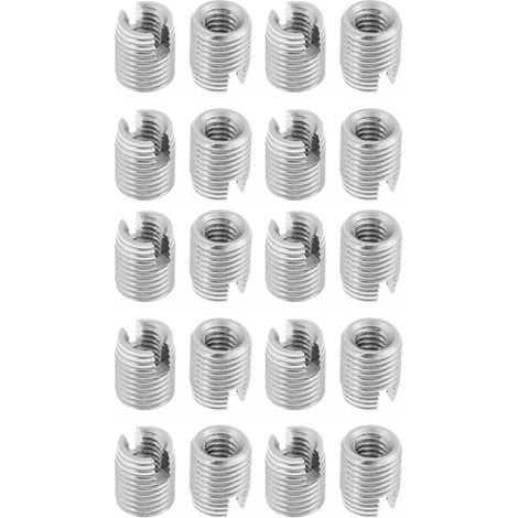 Lot de 20 inserts filetés autotaraudeurs fendus en métal M4 x 8 mm (1/5)