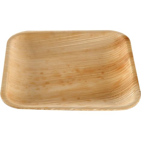 Assiette carrée en feuille de palmier 10 x 10 cm - 100 unités - Betik