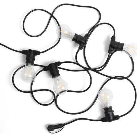 Guirnalda Exterior con Bombillas LED B22 Filamento A60 5m IP44 Negro 4000K Blanco Neutro