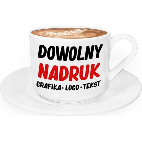 Eine Tasse und Untertasse mit Ihrem eigenen Druck und Ihrem Foto/Logo als Geschenk