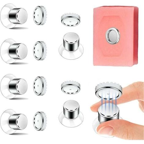 Lot de 6 Porte-Savon Magnétique, Porte-Savon à Ventouse - Fixation Solide, Porte-Savon de Douche sans Perçage, Porte-Savon Aimanté en Acier Inoxydable pour Salle de Bain et Cuisine