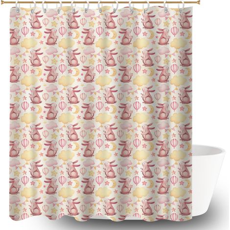 Kit rideau de douche en polyester 180x180 bordure lestée rideau étanche pour salle de bain d’amis (1/5)