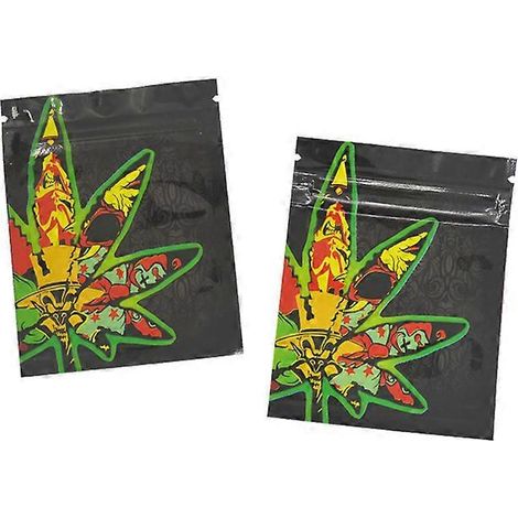 Sachet de conservation réutilisable 7 x 9 cm en film polyester à motif de feuilles, auto-scellant, imperméable, transparent, imprimé, lot de 15 x 10 sachets (1/5)