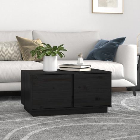 vidaXL Tavolino da Salotto Nero 80x50x40 cm Legno Massello di