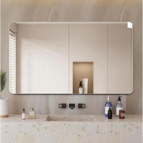 Specchio da bagno da parete 100 x 60 cm senza cornice, orizzontale/verticale, argento DESVIAE (1/5)