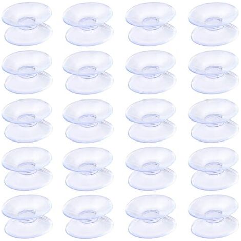 Doppelseitige Saugnäpfe, 2 cm, transparente PVC-Kunststoff-Saugnäpfe, geeignet für Glastische und Spiegel, Packung mit 20 Stück. (1/4)