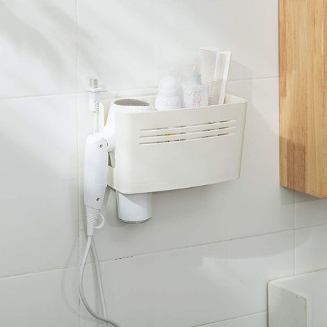 Support mural pour sèche-cheveux, rangement pour sèche-cheveux, boîte de rangement pour sèche-cheveux pour cuisine, salle de bain, toilettes (1/5)