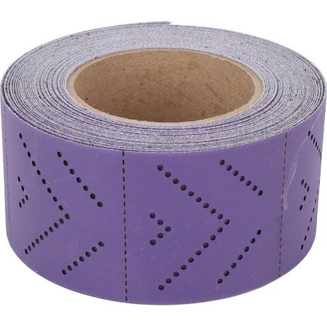 Rouleau de papier de verre céramique violet - 70 mm x 12 m - Pour le ponçage du bois, le décapage, le ponçage automobile, la réparation de carrosserie - Grain 120