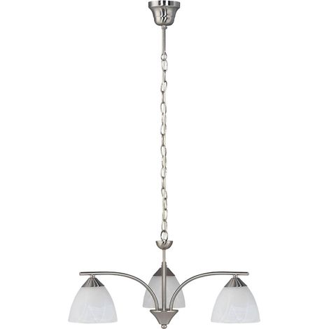 Lampada a sospensione in vetro Tristan metallo satinato colori cromo riso / vetro pietra Ø59cm H: 30cm (1/4)