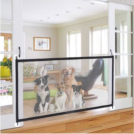 Barrière de Sécurité pour Chien Animal Domestique Barrière pour Chien Extensible Portable Barrière Porte en Filet Pliable Porte (1/4)