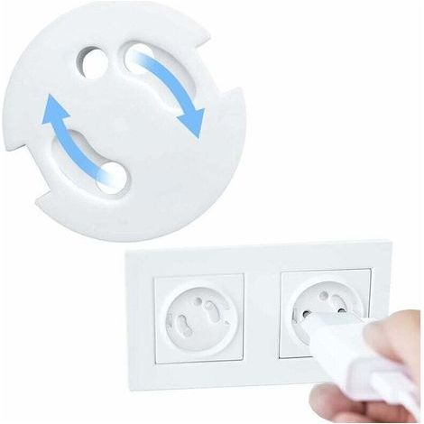 Cache Prise Bébé Français-Protection Prises Bebe-Caches Prises Electrique-Sécurité Enfant-Mécanisme Tournant,10Pcs (1/4)
