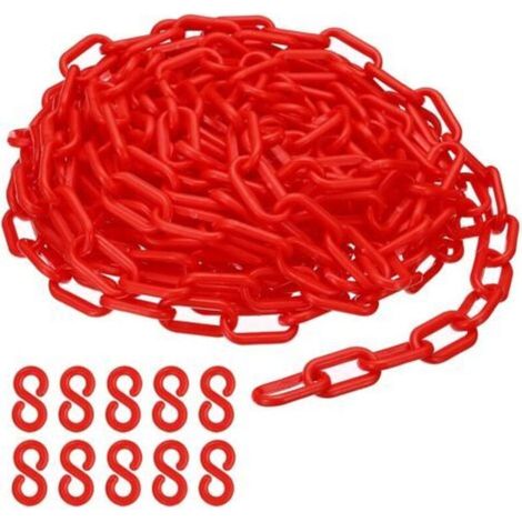 Maillons de chaîne en plastique rouge, 10M,6 mm, pour barrières, parkings, clôtures, portails et décoration (1/5)