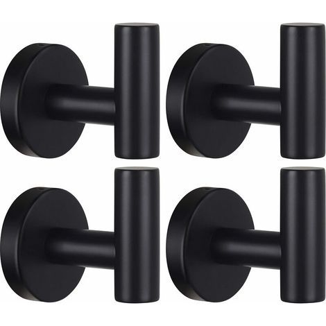 Porte-serviettes mural poinçon porte-manteau salle de bain patère noir mat acier inoxydable SUS 304 (1/5)