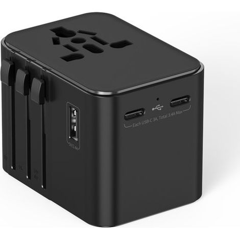 Universal-Reiseadapter mit 2 USB-A- und 2 USB-C-Anschlüssen,Frankreich nach USA,Universal-Reisestecker (1/2)