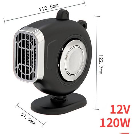 Chauffage de voiture 3 en 1, ventilateur de chauffage automatique réglable 12 V 120 W, tableau de bord de véhicule, chauffage électrique, ventilateur de refroidissement, dégivreur de pare-brise, désem