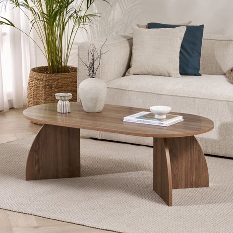 Bio-Couchtisch Walnuss Melamin Japandi – 120 cm – Malin