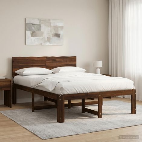 Cama doble con cabecero ROSTOCK Marrón Oscuro 150 x 200 cm (1/5)