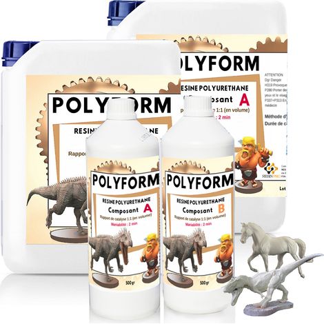 Resin Pro – 1 KG Resina poliuretanica POLYFORM – Bicomponente A+B, molto fluida, adatta per modellazione e automazione, prototipazione rapida, idrorepellente – colore crema